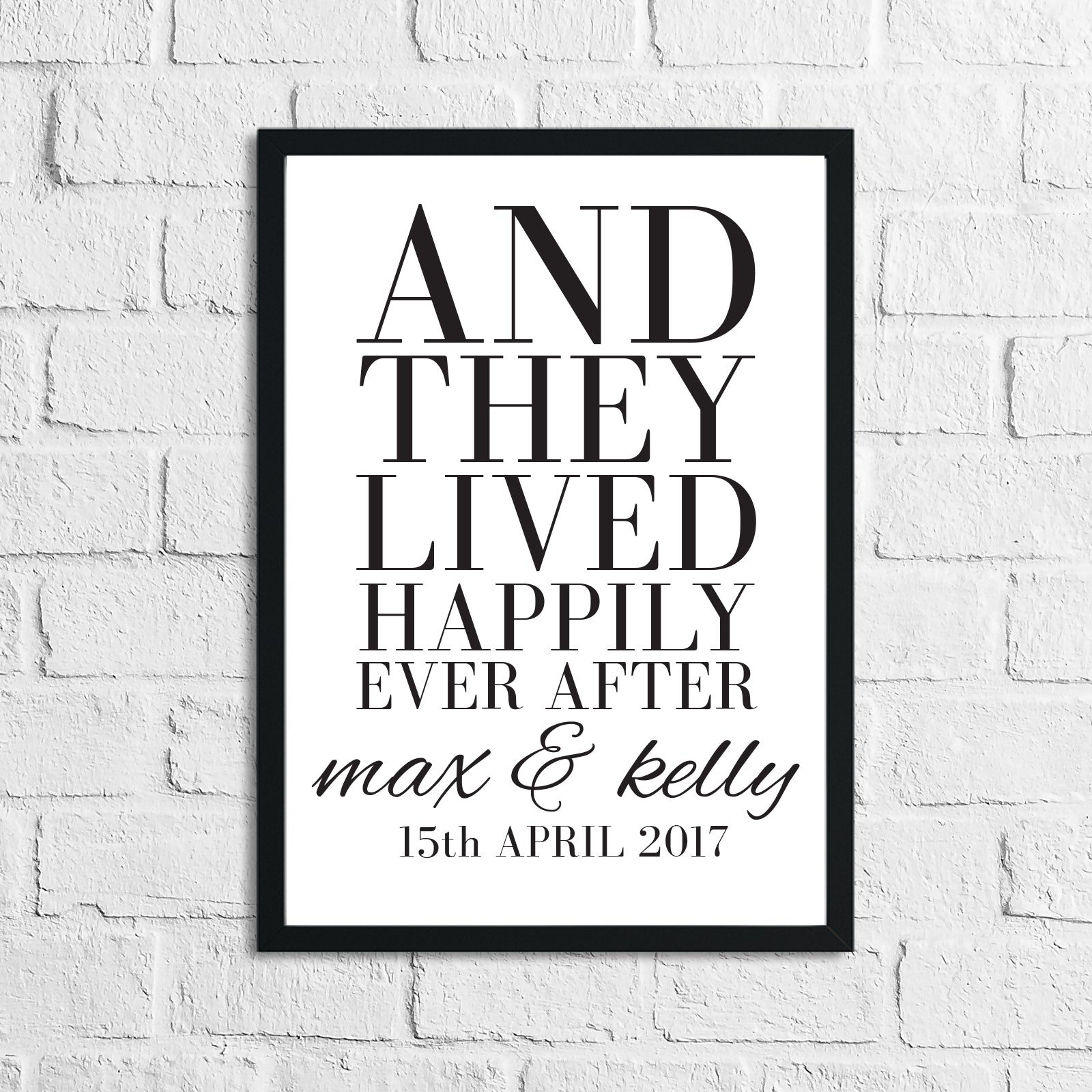 And They Lived Happily Ever After Custom Names & Date Print Home Wall Decor Print by WinsterCreations™ Official Store