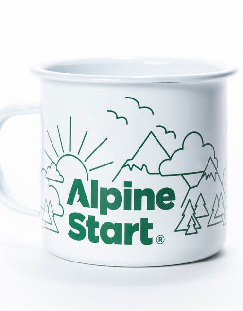 Load image into Gallery viewer, Happy Trees Enamel Mountain Mug by Alpine Start
