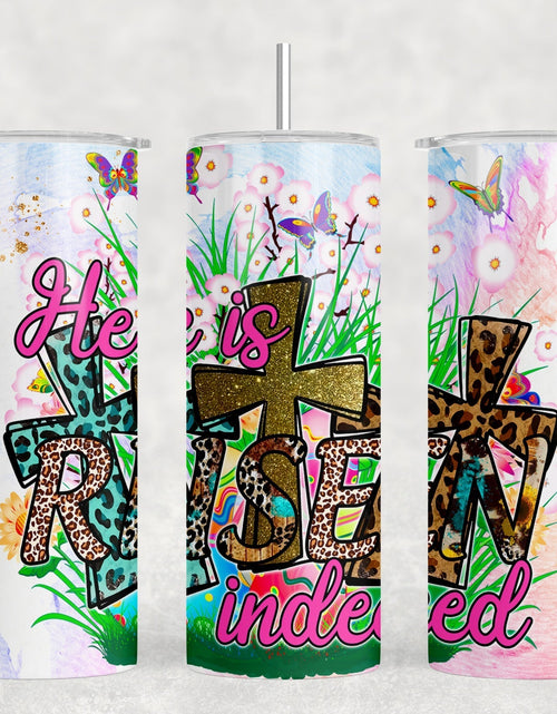 Load image into Gallery viewer, He Is Risen|Skinny Tumbler|Optional Bluetooth Speaker| Speaker Color Varies by Rowdy Ridge Co

