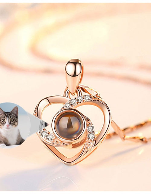 Load image into Gallery viewer, Custom Pet Photo Heart Necklace by PetWithMe
