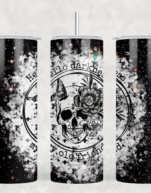 Load image into Gallery viewer, Hello Darkness My Old Friend|Skinny Tumbler|Optional Bluetooth Speaker| Speaker Color Varies by Rowdy Ridge Co
