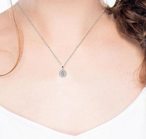 Load image into Gallery viewer, Round Halo Crystal Pendant Necklace by Hollywood Sensation®

