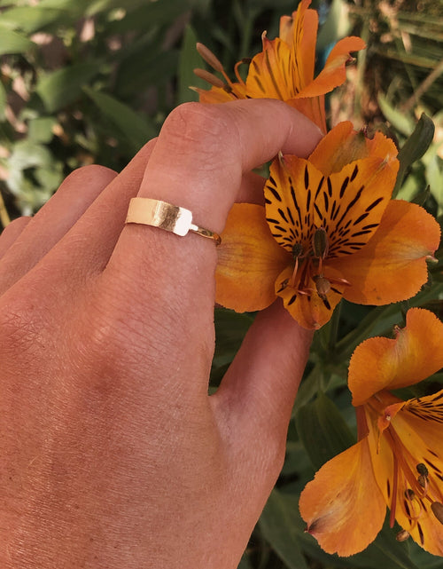 Load image into Gallery viewer, Hammered Horizontal Bar Ring by Toasted Jewelry
