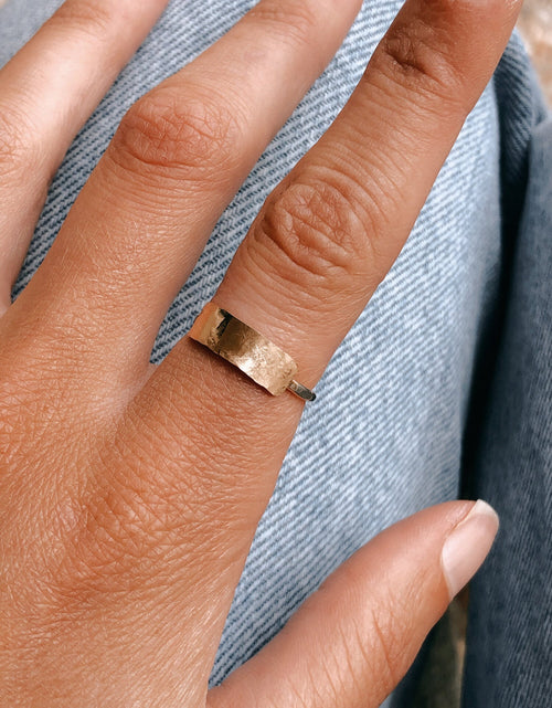 Load image into Gallery viewer, Hammered Horizontal Bar Ring by Toasted Jewelry
