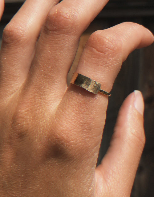Load image into Gallery viewer, Hammered Horizontal Bar Ring by Toasted Jewelry
