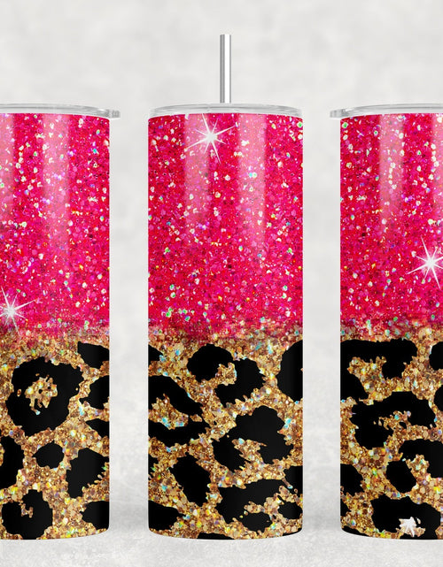 Load image into Gallery viewer, Hot Pink Leopard Print - 20 oz Steel Skinny Tumbler - Optional Blue Tooth Speaker - Speaker Color will Vary by Rowdy Ridge Co
