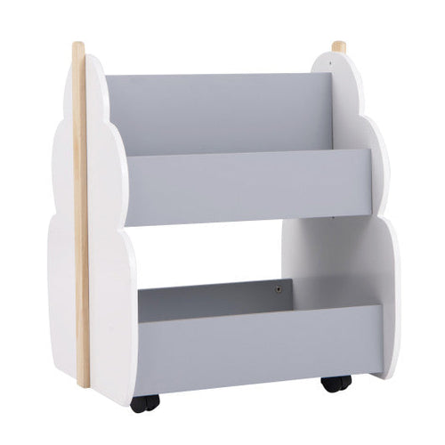 Load image into Gallery viewer, Kids Wooden Bookshelf with Universal Wheels-Gray

