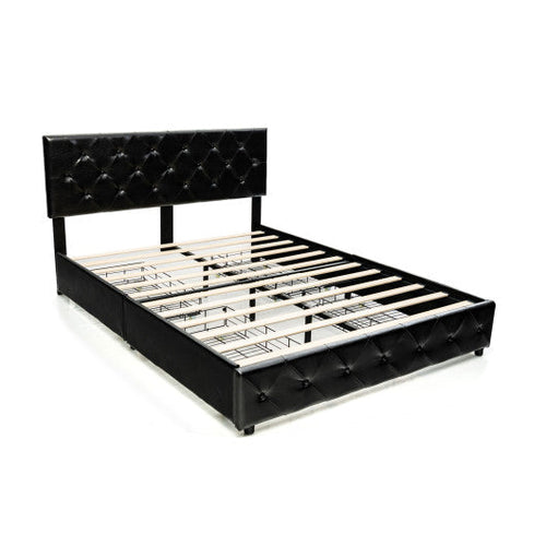 Load image into Gallery viewer, Full/Queen PU Leather Upholstered Platform Bed with 4 Drawers-Full Size
