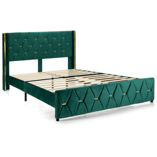 Load image into Gallery viewer, Queen/Full Size Upholstered Platform Bed Frame with Adjustable Headboard-Full Size
