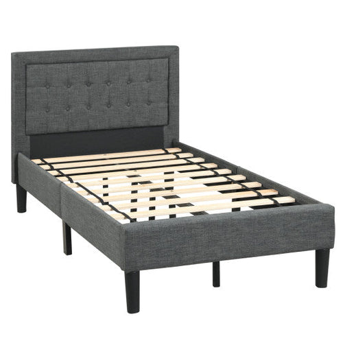 Load image into Gallery viewer, Twin Size Upholstered Bed Frame with Button Tufted Headboard
