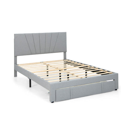 Load image into Gallery viewer, Full/Queen Size Upholstered Bed Frame with Drawer and Adjustable Headboard-Queen Size
