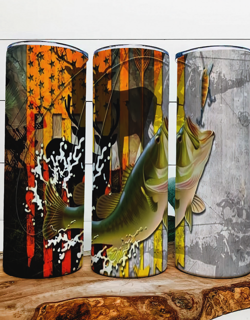 Load image into Gallery viewer, Hunting and Fishing|Skinny Tumbler|Optional Bluetooth Speaker| Speaker Color Varies by Rowdy Ridge Co
