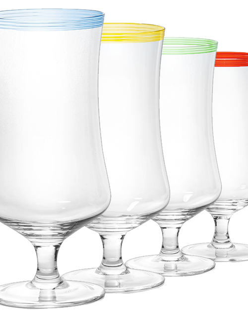 Load image into Gallery viewer, Hurricane Glasses, Large 17oz Pina Colada, Set of 4 Tropical Cocktail Tall Stemmed Crystal Glassware, Poco Grande Cups, Tulip Shaped for Bar Drinks, Daiquiri, Juice, Bloody Mary, Mai Tai, Cocktails by The Wine Savant
