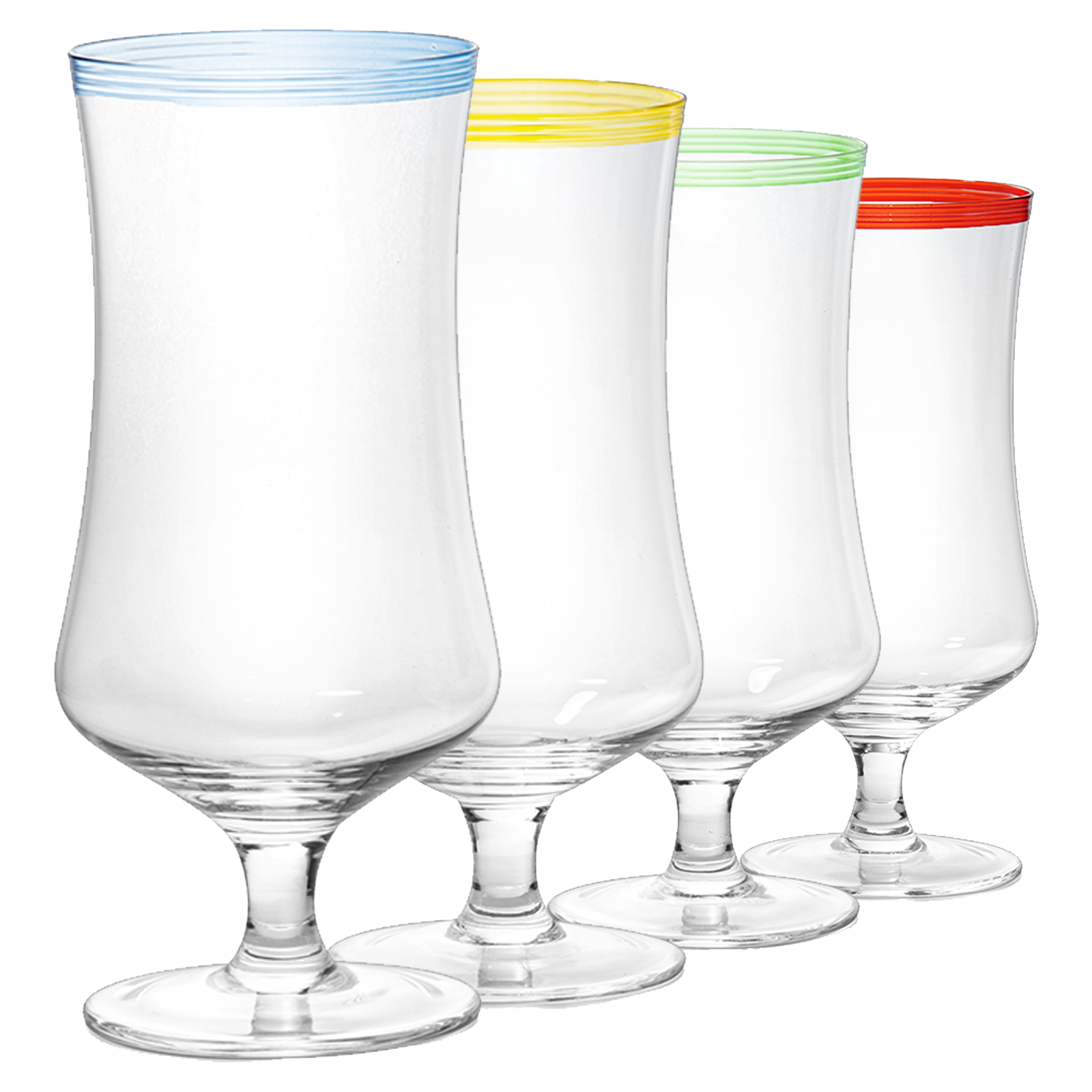 Hurricane Glasses, Large 17oz Pina Colada, Set of 4 Tropical Cocktail Tall Stemmed Crystal Glassware, Poco Grande Cups, Tulip Shaped for Bar Drinks, Daiquiri, Juice, Bloody Mary, Mai Tai, Cocktails by The Wine Savant