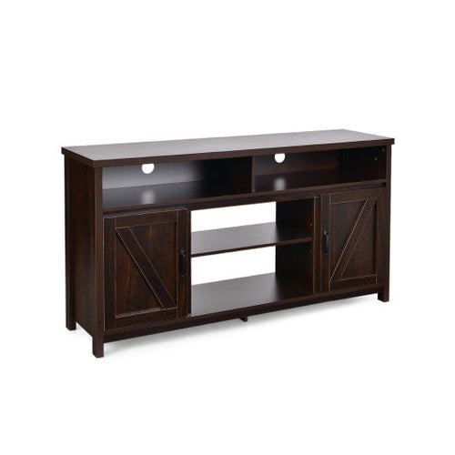 Load image into Gallery viewer, 59 Inch TV Stand Media Center Console Cabinet with Barn Door for TV's 65 Inch-Brown
