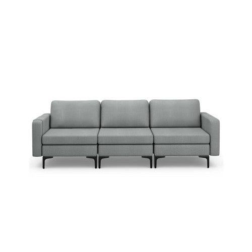 Load image into Gallery viewer, Convertible Leather Sofa Couch with Magazine Pockets 3-Seat with 2 USB Port-Dark Gray

