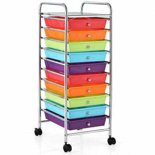 Load image into Gallery viewer, 10 Drawer Rolling Storage Cart Organizer with 4 Universal Casters-Multicolor
