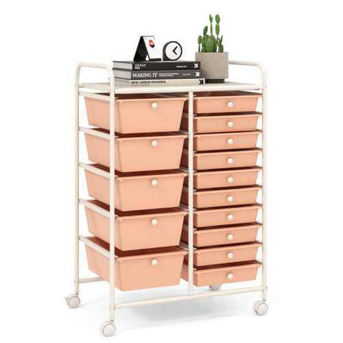 Load image into Gallery viewer, 15-Drawer Utility Rolling Organizer Cart Multi-Use Storage-Peach
