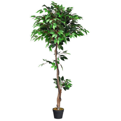 Load image into Gallery viewer, 5.5 Feet Artificial Ficus Silk Tree with Wood Trunks

