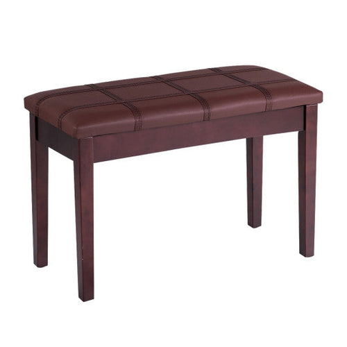 Load image into Gallery viewer, Solid Wood PU Leather Piano Double Duet Keyboard Bench-Brown
