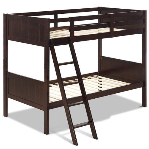 Load image into Gallery viewer, Twin Size Wooden Bunk Beds Convertible 2 Individual Beds-Brown
