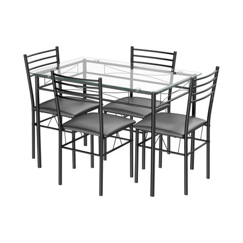Load image into Gallery viewer, 5 Pieces Dining Set with Tempered Glass Top Table and 4 Upholstered Chairs
