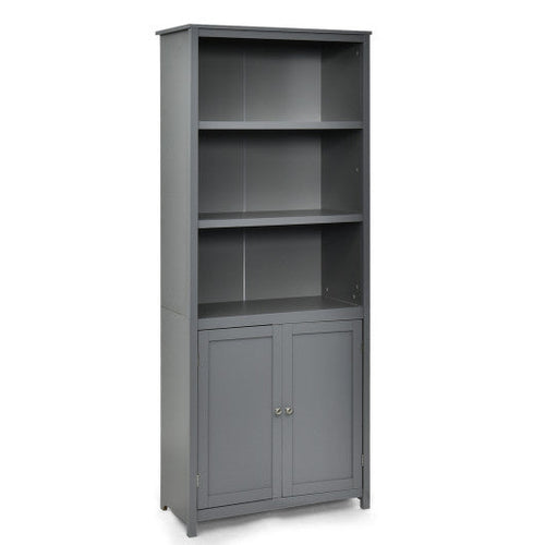 Load image into Gallery viewer, Bookcase Shelving Storage Wooden Cabinet Unit Standing Display Bookcase with Doors-Gray
