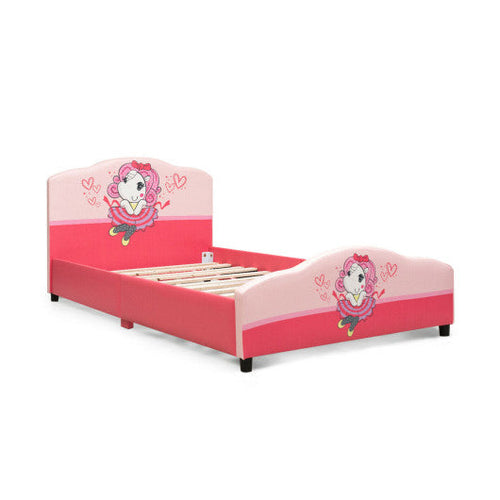 Load image into Gallery viewer, Kids Children Upholstered Platform Toddler Girl Pattern Bed

