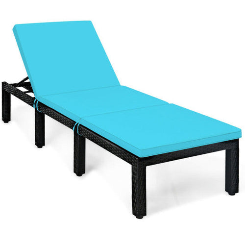 Load image into Gallery viewer, Patio Rattan Cushioned Height Adjustable Lounge Chair-Blue

