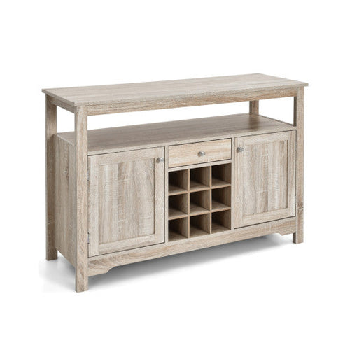 Load image into Gallery viewer, Server Buffet Sideboard With Wine Rack and Open Shelf-Gray
