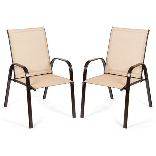 Load image into Gallery viewer, 2 Pcs Patio Chairs Outdoor Dining Chair with Armrest-Beige
