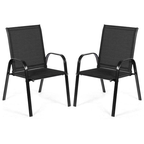 Load image into Gallery viewer, 2 Pcs Patio Outdoor Dining Chair with Armrest-Black
