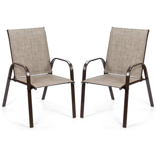 Load image into Gallery viewer, 2 Pcs Patio Chairs Outdoor Dining Chair with Armrest-Gray
