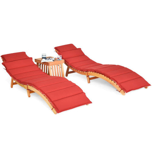 Load image into Gallery viewer, 3 Pieces Folding Patio Eucalyptus Wood Lounge Chair Set with Foldable Side Table
