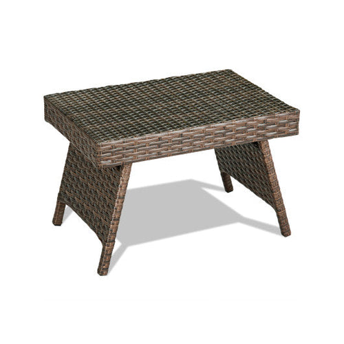 Load image into Gallery viewer, Folding PE Rattan Side Coffee Table Patio Garden Furniture-Brown
