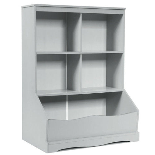 Load image into Gallery viewer, 3-Tier Children's Multi-Functional Bookcase Toy Storage Bin Floor Cabinet-Gray
