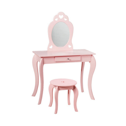 Load image into Gallery viewer, Kids Princess Makeup Dressing Play Table Set with Mirror -Pink
