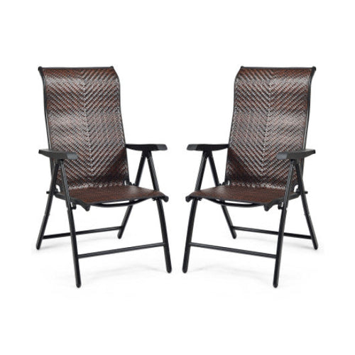 Load image into Gallery viewer, 2 Pieces Patio Rattan Folding Reclining Chair
