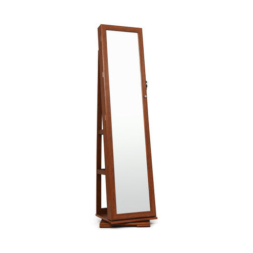 Load image into Gallery viewer, 360° Rotatable 2-in-1 Lockable Jewelry Cabinet with Full-Length Mirror-Brown
