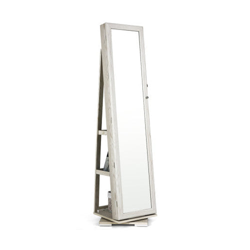 Load image into Gallery viewer, 360° Rotatable 2-in-1 Lockable Jewelry Cabinet with Full-Length Mirror-White
