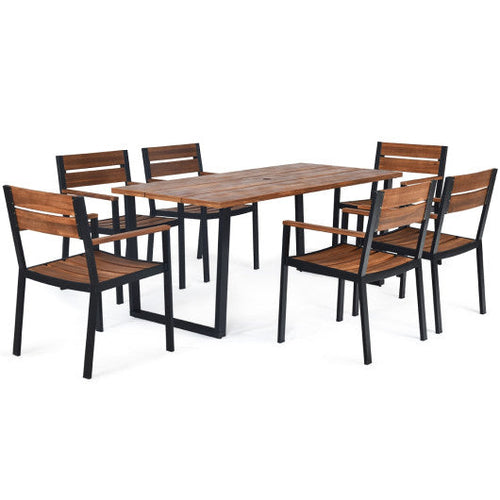 Load image into Gallery viewer, Patented 7 Pieces Patented Outdoor Patio Dining Table Set with Hole
