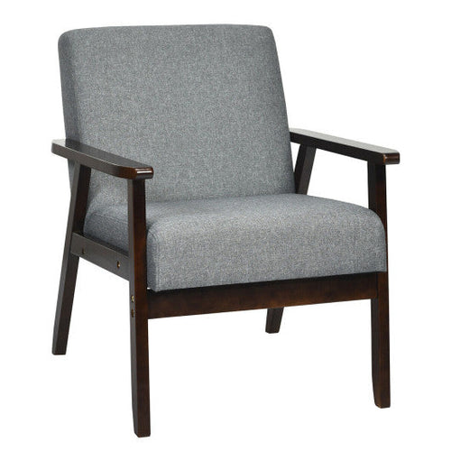 Load image into Gallery viewer, Solid Rubber Wood Fabric Accent Armchair-Gray
