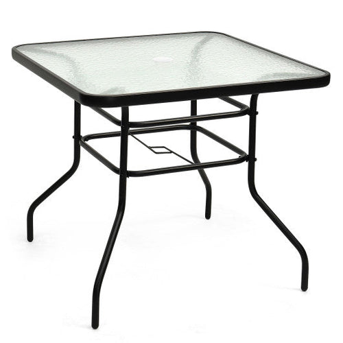 Load image into Gallery viewer, 32 Inch Patio Tempered Glass Steel Frame Square Table

