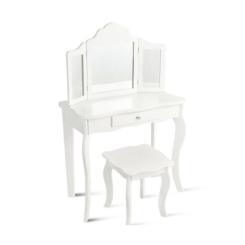 Load image into Gallery viewer, Kids Makeup Dressing Mirror Vanity Table Stool Set
