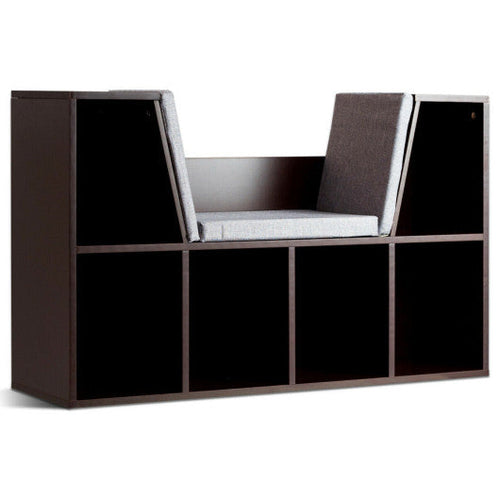 Load image into Gallery viewer, 6-Cubby Kid Storage Bookcase Cushioned Reading Nook-Brown
