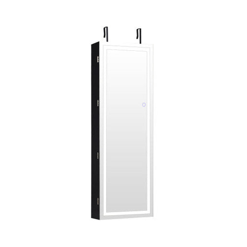 Load image into Gallery viewer, Mirrored Jewelry Armoire with Full Length Mirror and 2 Internal LED Lights-Black
