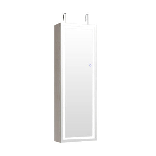 Load image into Gallery viewer, Mirrored Jewelry Armoire with Full Length Mirror and 2 Internal LED Lights-White
