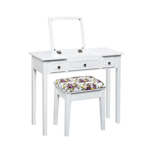 Load image into Gallery viewer, Vanity Dressing Table Set with Flip Top Mirror and 3 Drawers
