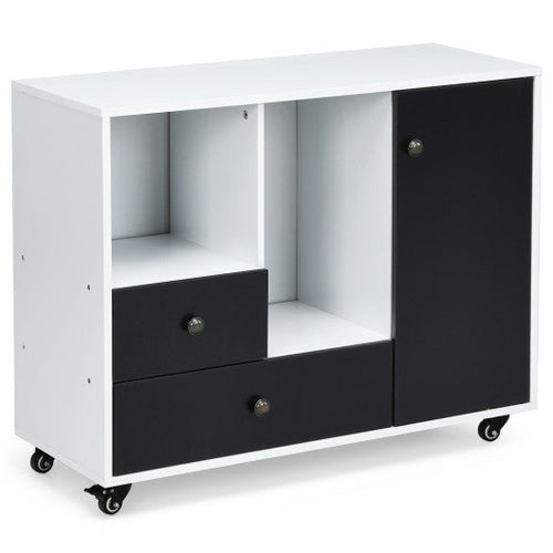 Load image into Gallery viewer, Lateral Mobile Filing Cabinet with 2 Drawers-Black
