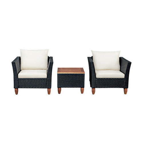 Load image into Gallery viewer, 3 Pieces Outdoor Patio Rattan Furniture Set with Coffee Table-White
